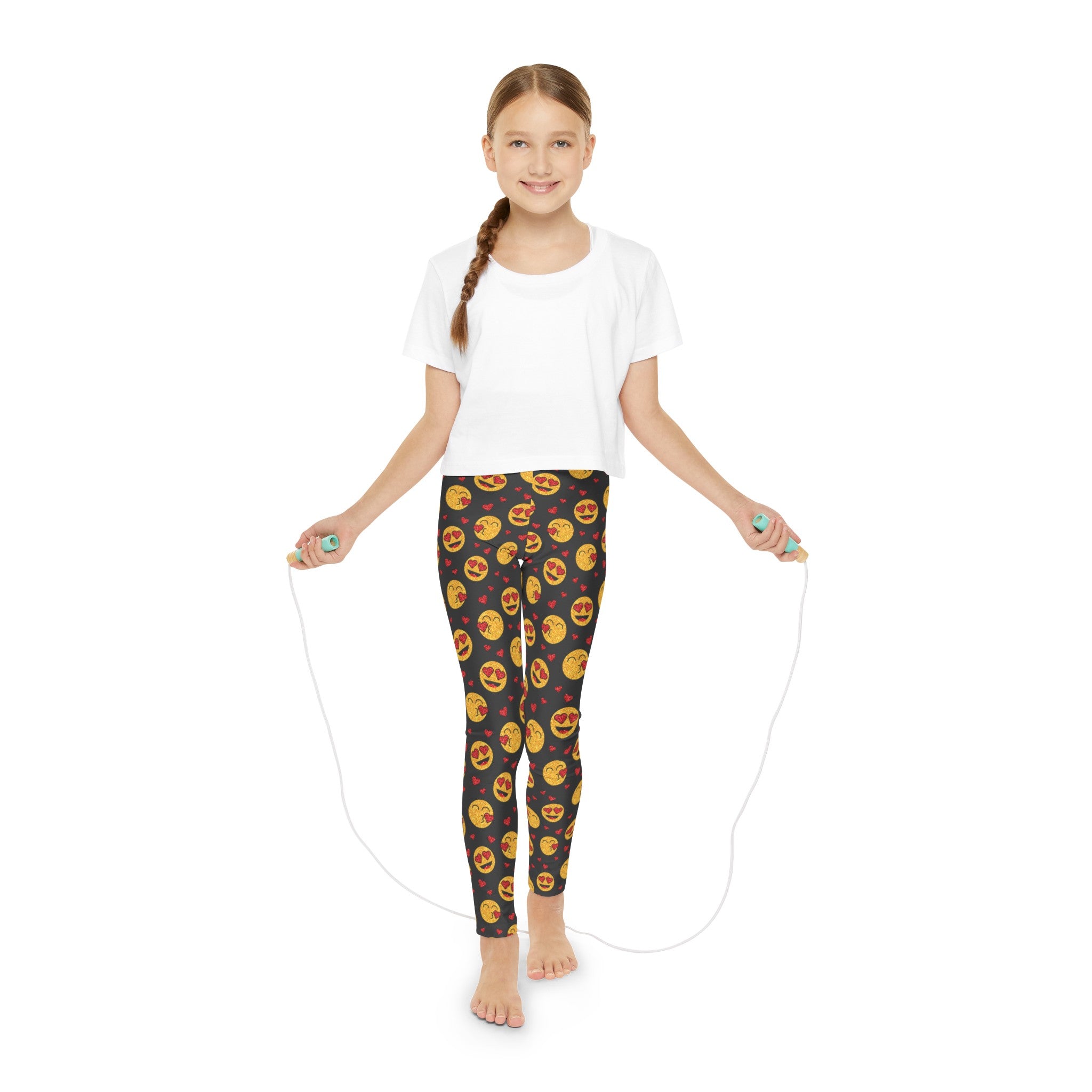 SHE REBEL - Emoji Hearts Girls' Leggings (Ages 18 M - 12 Years)